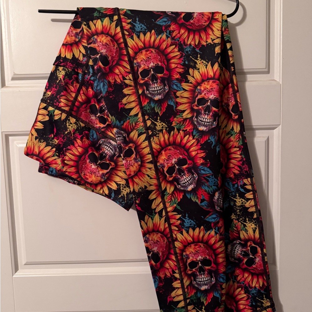 Vibrant Skull and Sunflower 🌻 Leggings • CVG • Constantly Varied Gear